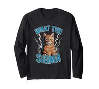 What The Sigma Meme Cat Lightning Funny Viral Power Energy Long Sleeve T-Shirt