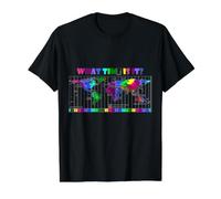 What time is it? World Time Zone Map Value Graphic T-Shirt, Men, Black, XL