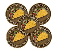 What to eat Pizza or Taco Tonight Coin, Hilarious Flipping Token for Solving Night Meal Dilemmas, Novelty Pizza or Taco Themed Funny Coins, for Party, Friends and Boyfriend (5pcs)