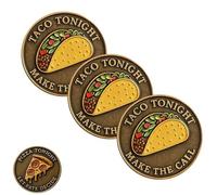 What to Eat Tonight Coin - Funny Pizza or Taco Flipping Token for Dinner Decisions, Hilarious Gift for Friends, Roommates, Boyfriend, Novelty Decision Maker Coin for Parties & Gifts (3pcs)