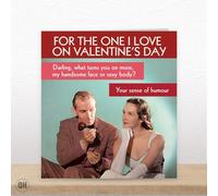 What Turns You On More, My Handsome Face Or Sexy Body? - Funny Retro Valentine's Day Card