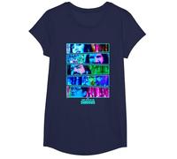 What We Do in The Shadows Vampires Neon Big Chest Panels T-Shirt, Girls, Navy Blue, X-Small