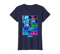 What We Do in The Shadows Vampires Neon Big Chest Panels T-Shirt, Women, Navy Blue, Small