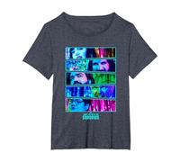 What We Do in The Shadows Vampires Neon Big Chest Panels T-Shirt, Women's Plus, Heather Blue, 1X