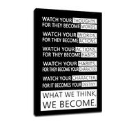 What We Think We Become Inspirational Poster Wall Art for Office Motivational Entrepreneur Quotes Painting Artwork for Living Room Gym Classroom Picture Wall Decor Stretched and Framed [24''Wx36''H]