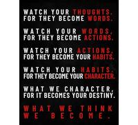 What We Think We Become Wall Art - 8x10 Unframed Motivational Quote Print - Inspirational Poster for Office Bedroom Classroom - Positive Thought Canvas Decor for Men Women Teens - Mindset Poster