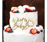 What Will Baby Bee Cake Topper - Bee Theme Baby Shower/Gender Reveal Party Decoration for Boy or Gir Birthday Party Supplies