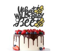 What Will It Bee Cake Topper, Bee Theme Baby Party Decoration, Gender Reveal Sign Baby Shower Kids Boys Girls Decoration Supplies, Black Glitter