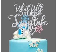 What Will Our Little Snowflake Be Cake Topper, Winter Gender Reveal Cake Decor, He or She, Winter Frozen Christmas Snowflake Theme Baby Shower Gender Reveal Party Decorations Supplies
