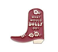 What Would Dolly Do Weastern Cowboy Boot Brooch Pin Country Music Boots Enamel Lapel Pin Badge for Bookbags Cloth, 1, Aluminum, no gemstone