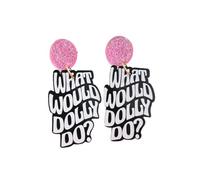 What Would She Do Pink Cowgirl Earrings - Acrylic Western Country Music Earrings - Women's & Girls' Accessories, Acrylic, No Gemstone