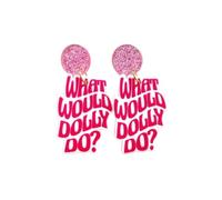 What Would She Do Pink Cowgirl Earrings - Acrylic Western Country Music Earrings - Women's & Girls' Accessories, Acrylic, No Gemstone