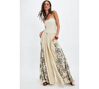 What You Know Embroidered Wide-Leg Pants at Free People in Sand, Size: Small - female