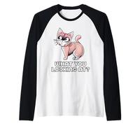 What You Looking At Funny Cat Collection Raglan Baseball Tee