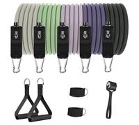 WHATAFIT Resistance Bands, Exercise Bands，Resistance Bands for Working Out, Work Out Bands with Handles for Men and Women Fitness, Strength Training Home Gym Equipment Purple Grey
