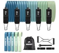 WHATAFIT Resistance Bands, Exercise Bands，Resistance Bands for Working Out, Work Out Bands with Handles for Men and Women Fitness, Strength Training Home Gym Equipment Blue 16PCS
