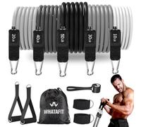 WHATAFIT Resistance Bands Set, Exercise Bands with Door Anchor, Handles, Waterproof Carry Bag, Legs Ankle Straps for Resistance Training, Physical Therapy, Home Workouts (White to Black)