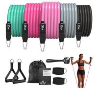WHATAFIT Resistance Bands Set with Handles - Exercise Bands Home Gym Strength Training Equipment, Includes Door Anchor & Ankle Straps for Full Body Workout Bands, Physical Therapy