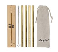 Whatakant Wellenreiter Copper Straws Set of 6 Sustainable Straws in Cotton Bag with Cleaning Brush - Reusable and To-Go Drinking Straws