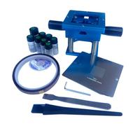 WHATAVAL BGA Reballing Station, 10pcs 90mm Universal Stencils, 8 Bottles of Balls 0.3 0.35 0.4 0.45 0.5 0.55 0.6 0.76 Rework Net Stainless Steel Template Mesh Directly Heat for Chips Repair Soldering