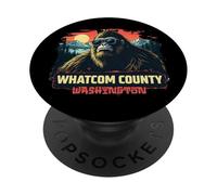 Whatcom County Cool Black Bear with Downtown and Mountains PopSockets Adhesive PopGrip