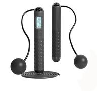 Whateveri/Runaivete/Indicatek Skipping Rope with Counter,Smart Cordless Jump Rope Weighted for Fitness, Adjustable Digital Counting Gravity Ball Skipping For Burn Calories (Black)