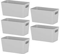 Whatmore 2 x Bam 6.01 Cool Grey Plastic Studio Storage Baskets Office Home & Kitchen Tidy Organiser 20.0 x 10.0 x 10.0cm (5 Baskets)