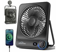 WHATOOK Desk Fan: 10000mAh Max 40+H Runtime Silent Portable Rechargeable Electric Fans with 1-100 Stepless Speed,15s Auto-sleep Display, USB C Fast Charge for Travel Office Bedroom Camping Essentials