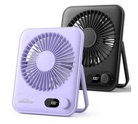 WHATOOK Desk Fan USB 2 Pack: 5000mAh Ultra Quiet 100 Speeds Mini Personal Fans with 24H Long-Lasting Battery, USB-C Fast Charging, Child-Safe Grille for Home Office Bedroom Travel Camping Outdoor