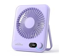 WHATOOK Desk Fan USB: 5000mAh Ultra Quiet 100 Speeds Mini Personal Fans with 24H Long-Lasting Battery, USB-C Fast Charging, LED Display, Child-Safe Grille for Home Office Bedroom Travel Camping