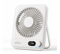 WHATOOK Desk Fan USB: 5000mAh Ultra Quiet 100 Speeds Mini Personal Fans with 24H Long-Lasting Battery, USB-C Fast Charging, LED Display, Child-Safe Grille for Home Office Bedroom Travel Camping