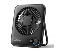 WHATOOK Desktop Fan Mini Portable: Silent Speeds 1-100, 5000mAh 24h Battery with USB-C Fast Charging and LED Display, Energy Saving Kids Safe Fans for Office Home