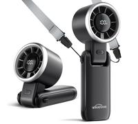 WHATOOK Hand Held Fan Rechargeable Portable：Handheld USB Fans with 5 Speed, 90 Variable Tilt Operated Mini Fan Foldable Desk Desktop Fans with LED D