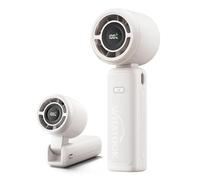 WHATOOK Handheld Fan: 4000mAh Portable Handheld Turbo Fan with 180° Foldable Design, High Speed Mini Fan Up to 12H Runtime, 5 Speeds LED Display Cooling Fan for Travel, Outdoor, Commute - White