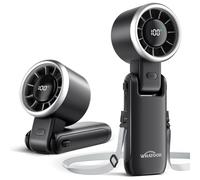 WHATOOK Handheld Fan Rechargeable：5 Gear High Speed Portable Fans Mini Hand Fan with LED Display, 180° Adjustable Battery Operated Foldable Desk Desktop Fans for Home Office Bedroom Outdoor Black