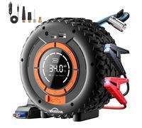 WHATOOK Jump Starter Power Pack with Air Compressor, 3500A 150PSI Portable Car Battery Booster (All Petrol/10L Diesel), 12V Car Jump Starter Power Bank with Jump Leads, LCD Screen, Emergency Light