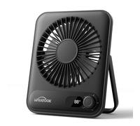 WHATOOK Mini Desk Fan USB: 2000mAh Rechargeable Ultra Quiet 1-100 Speeds Desktop Fans with LED Display, 3-10H Runtime, Child-Safe Grille Cooling Small Portable Table-Fan for Home, Office & Travel