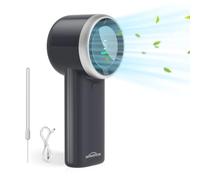WHATOOK N603 Portable Handheld Fan 8.5m/s Powerful with Brushless Motor, Digital Display, Quick Charge USB-C 2H, Ultra Compact Lightweight Outdoor/Gym/Travel