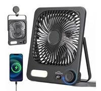 WHATOOK Portable Desk Fan: 10000mAh 40H+ Runtime Silent Rechargeable USB C Desktop Fans with 1-100 Stepless Speed,Warm Night,15s Auto-sleep Display, Fast Charge for Travel Room Camping Essentials