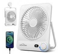 WHATOOK Portable Desk Fan: 10000mAh Max 40+H Runtime Silent Rechargeable Electric Fans with 1-100 Stepless Speed,15s Auto-sleep Display, USB C Fast Charge for Travel Office Bedroom Camping Essentials