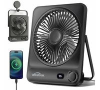 WHATOOK Portable Desk Fan: 20000mAh Battery 40H Runtime, 8.5 inch Silent Rechargeable USB C Desktop Fans with 1-100 Stepless Speed, 15s Auto-sleep Display for Travel Office Bedroom Camping Essentials