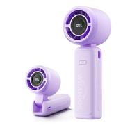 WHATOOK Portable Handheld Turbo Fan: Hand Fan 3-in-1 Neck Desk Foldable Design with Super High Speed, Digital Display, USB-C Rechargeable, Up to 12H Cooling Personal Fan for Travel & Outdoor, Purple