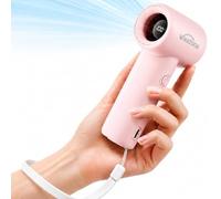 WHATOOK Portable Mini Handheld Fan, 18500 RPM Turbo Hand Fan, 5 Speed Small Personal Fan with LED Display, Ultra Lightweight USB Rechargeable for Travel, Commuting, Makeup, Gifts for Women Men, Pink