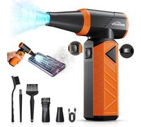 WHATOOK Updated Compressed Air Duster: Air Blower with Stepless Speed Regulation Mode, 180000RPM Electric Air Duster with Brushless Motor, Air Duster for Keyboard, PC, Car and Home Cleaning（Orange）