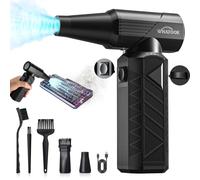 WHATOOK W02 Compressed Air Duster: Super Power 100 Speeds Adjustable Cordless Electric Air Blower, Rechargeable Long-Life Mini Blower for Computer, Keyboard, Outdoors and Car Cleaning