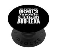 What's A Ghost's Favorite Data Type Boo-Lean Cute Ghost Boo PopSockets Adhesive PopGrip