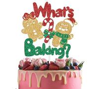 What's Baking Cake Topper, Jingerbread Man Themed Baby Shower Decorations, What's Baking Gender Reveal Decor, Winter Holiday Jingerbread Baby Birthday Party Decor Gold Glitter