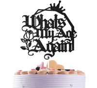Whats My Age Again Cake Topper - Emo Cake Decoration - Funeral Birthday Decoration for 20th 30th 40th Birthday Party Black Glitter
