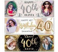 Whats On Your Wall.com 2 x 3FT Small Banner | Photo Personalised 40th Birthday Banner | Black Gold