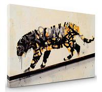 Whats On Your Wall.com Canvas Print | Banksy Tiger Wall Art | Abstract Art Print | Yellow Black Wall Décor | Living Room, Bedroom Wall Art